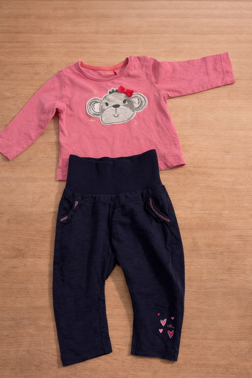 Baby Set 2-teilig – Shirt & Hose – rosa/dunkelblau